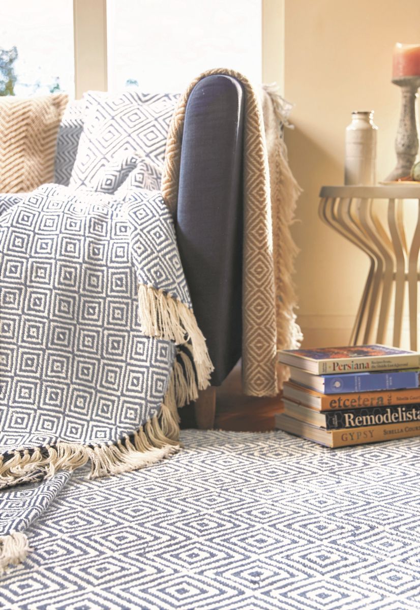 Hug Rug Woven Diamond Rug Denim Blue