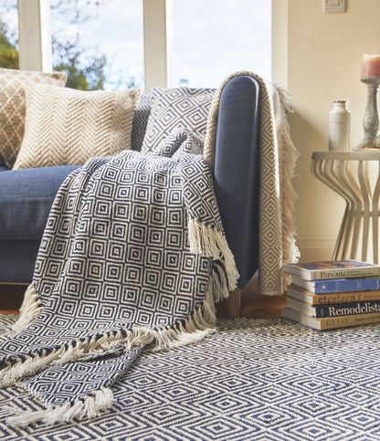 Hug Rug Woven Diamond Throw Navy