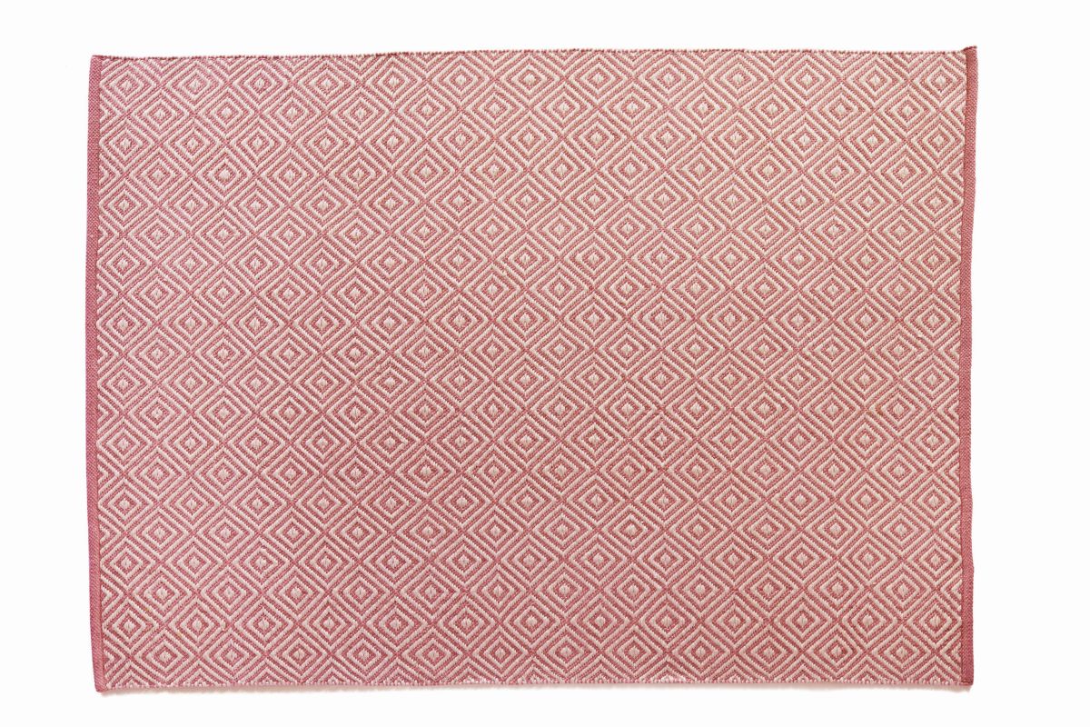 Hug Rug Woven Diamond Rug Coral Pink