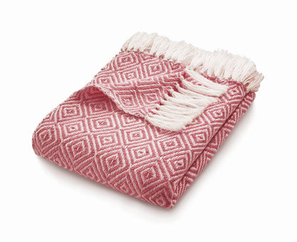 Hug Rug Woven Diamond Throw Coral Pink