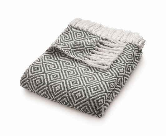 Hug Rug Woven Diamond Throw Warm Grey