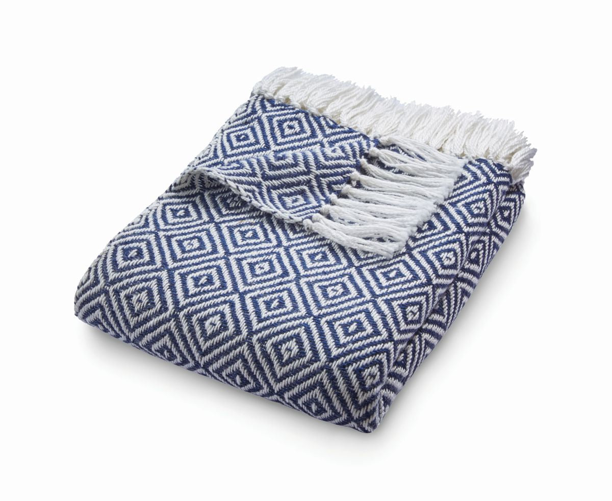 Hug Rug Woven Diamond Throw Navy
