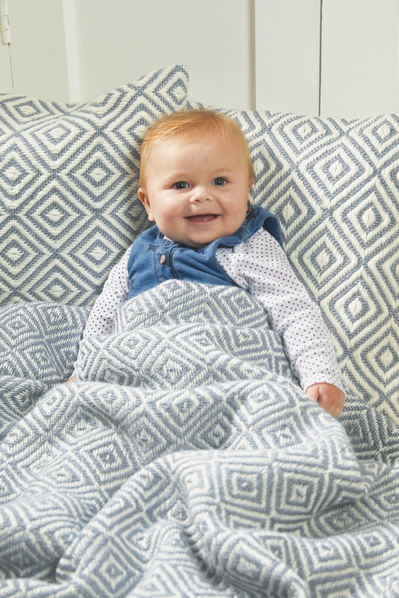 Hug Rug Woven Diamond Rug Sky Grey