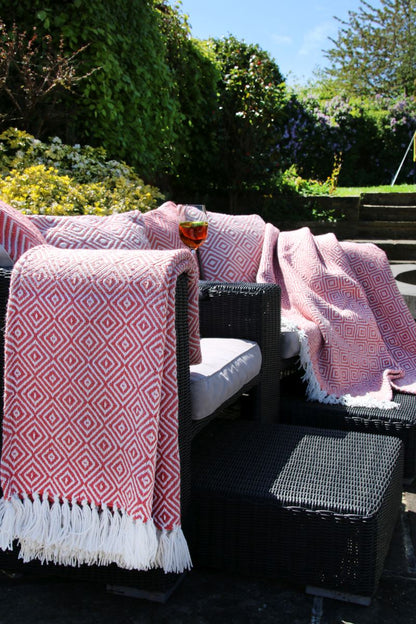 Hug Rug Woven Diamond Rug Coral Pink