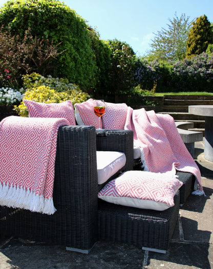 Hug Rug Woven Diamond Rug Coral Pink