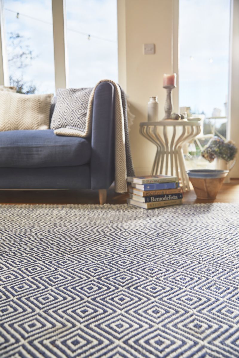Hug Rug Woven Diamond Rug Navy