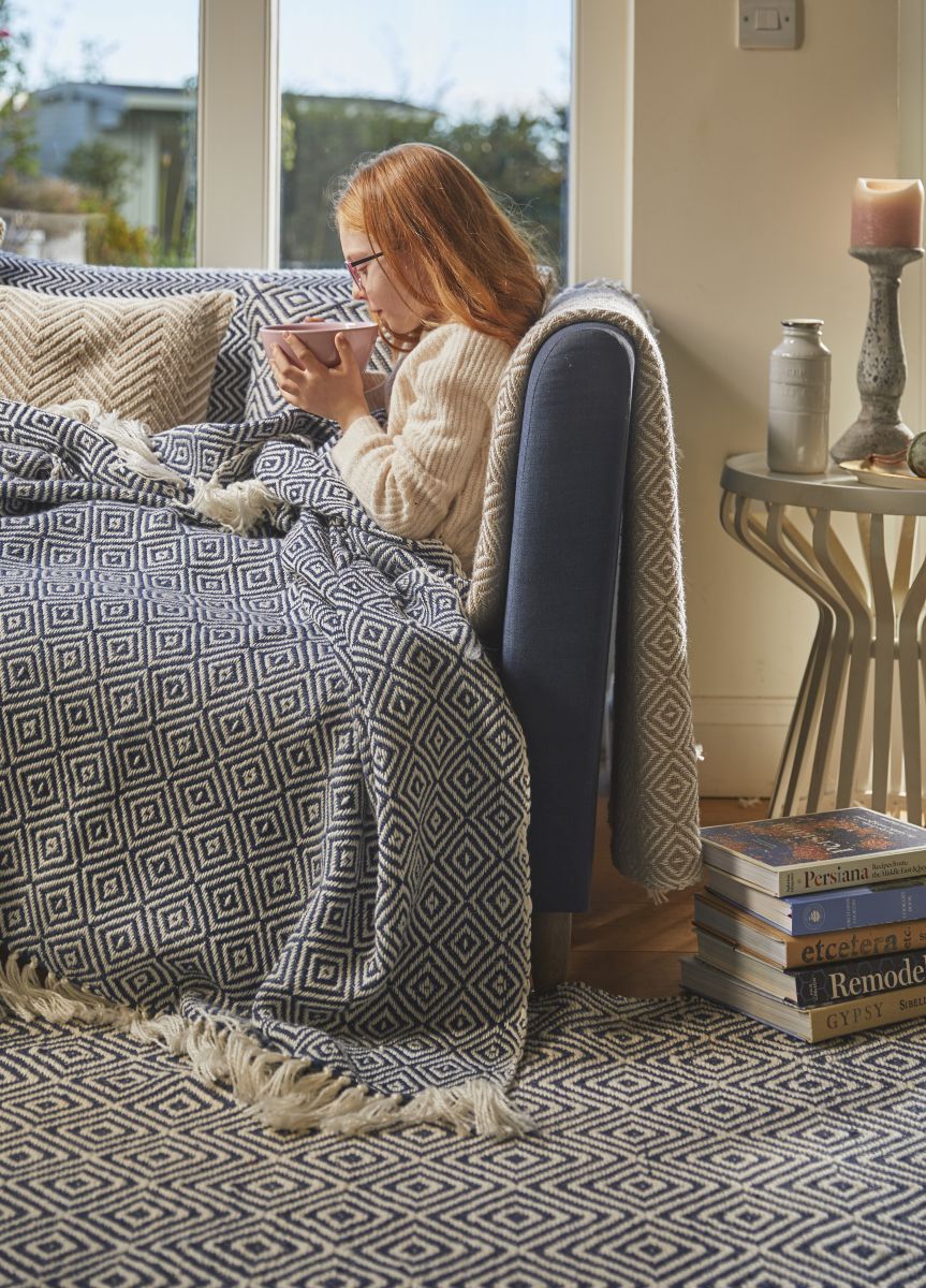 Hug Rug Woven Diamond Rug Navy