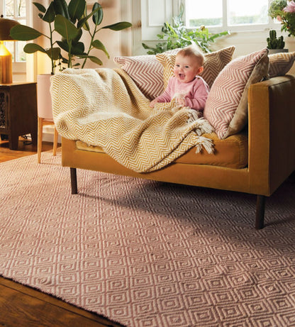 Hug Rug Woven Diamond Rug Coral Pink