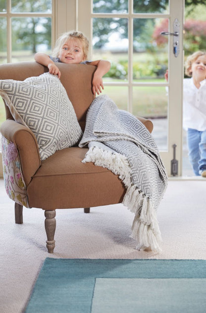 Hug Rug Woven Diamond Throw Sky Grey