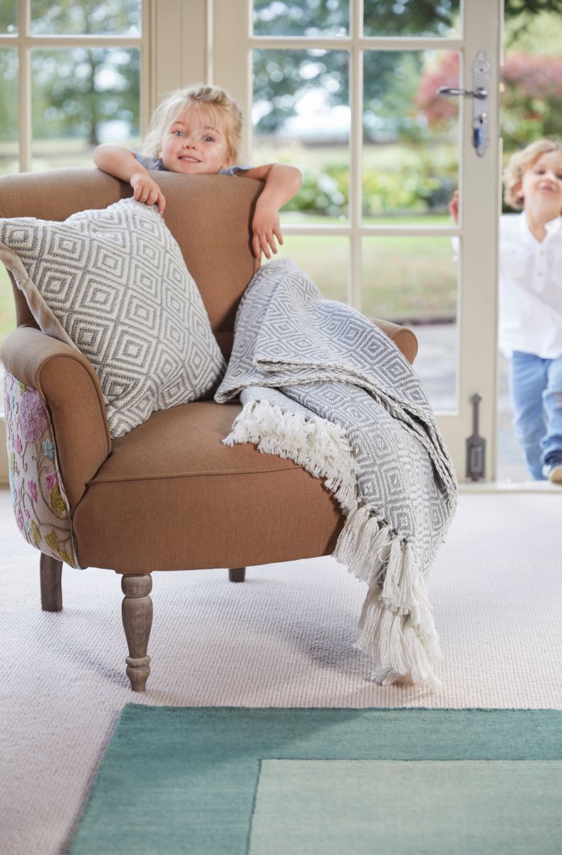 Hug Rug Woven Diamond Throw Sky Grey