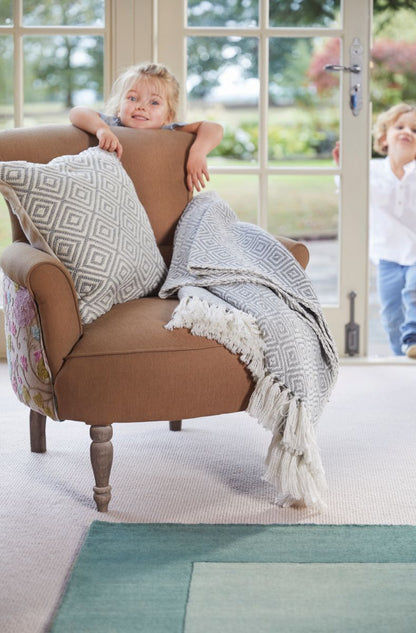 Hug Rug Woven Diamond Throw Sky Grey