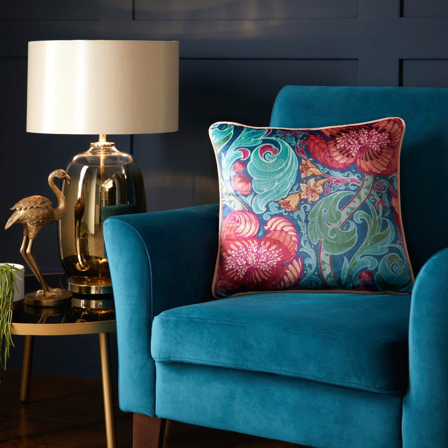 Down the Dilly Cushion in Blue