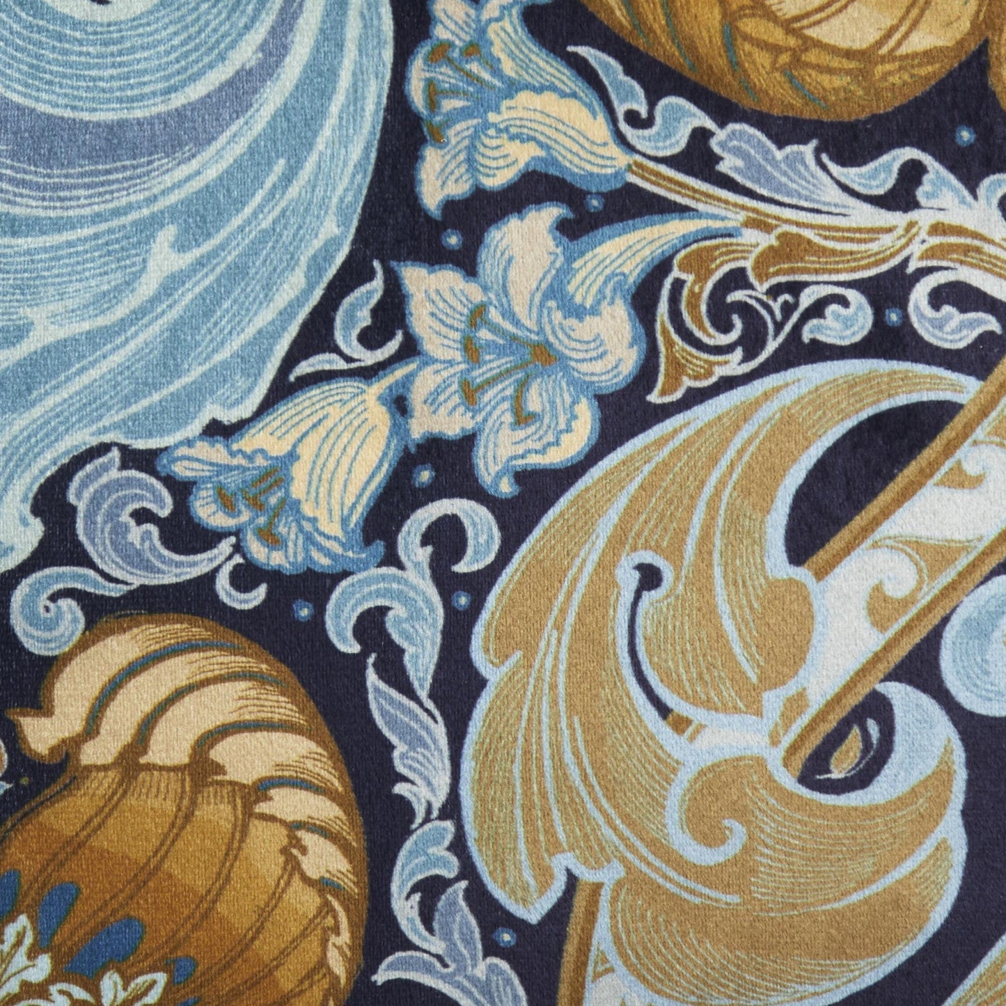 Down the Dilly Cushion in Ochre/Blue