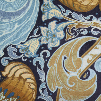 Down the Dilly Cushion in Ochre/Blue