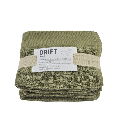 Abode Eco Face Cloth 3 Pack in Khaki