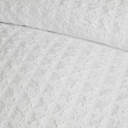 Embossed Grid Duvet Cover Set in White