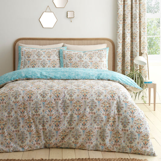 Edena Decorative Floral Duvet Cover Set in Natural