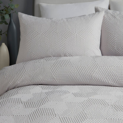Embossed Geo Duvet Cover Set in Grey