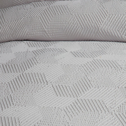 Embossed Geo Duvet Cover Set in Grey
