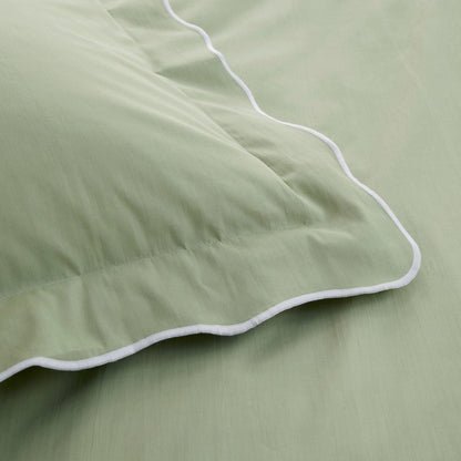 Scallop Edge Duvet Cover Set in Green