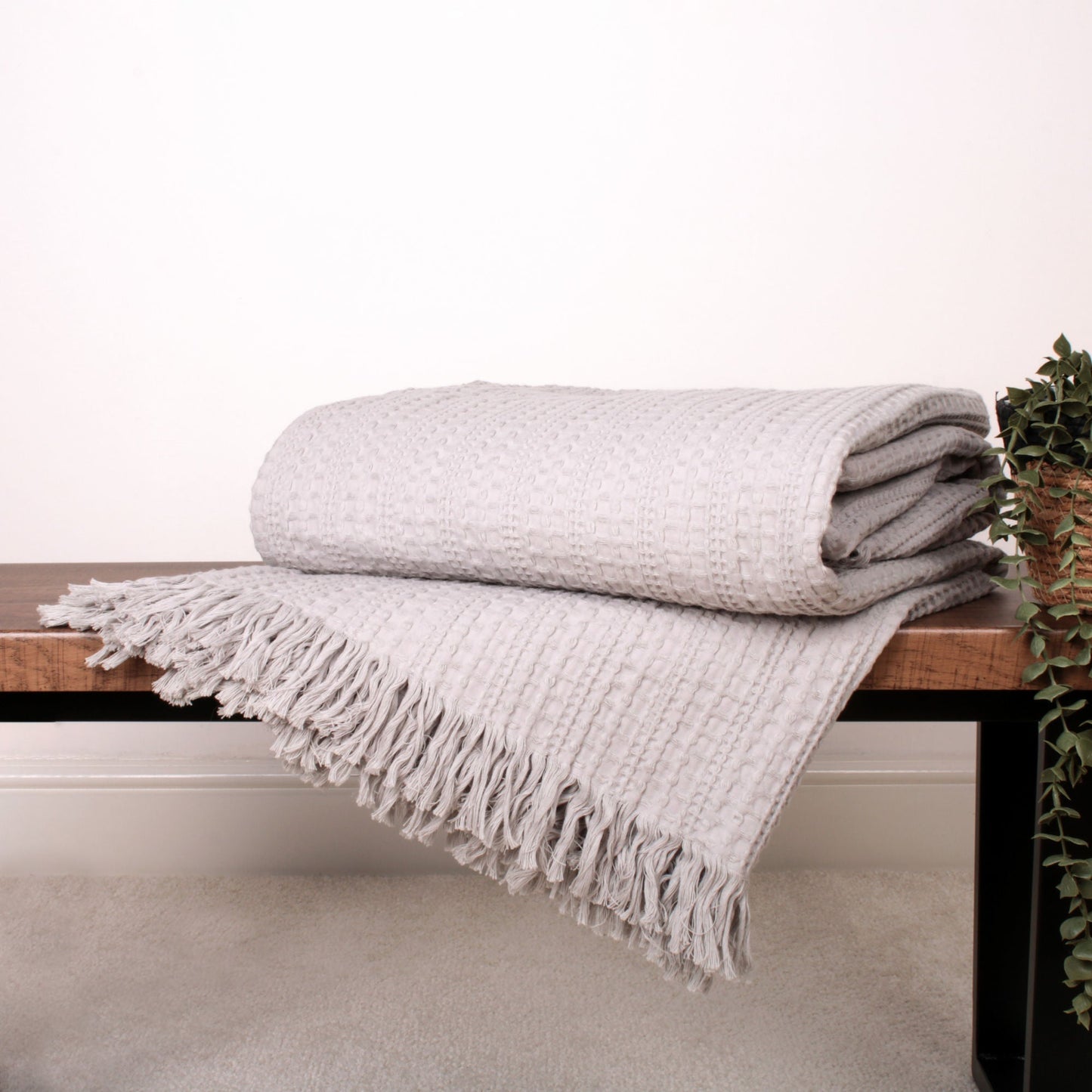 Elbury Waffle Bedspread in Silver 150 x 200cm