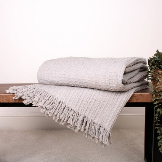 Elbury Waffle Bedspread in Silver 150 x 200cm