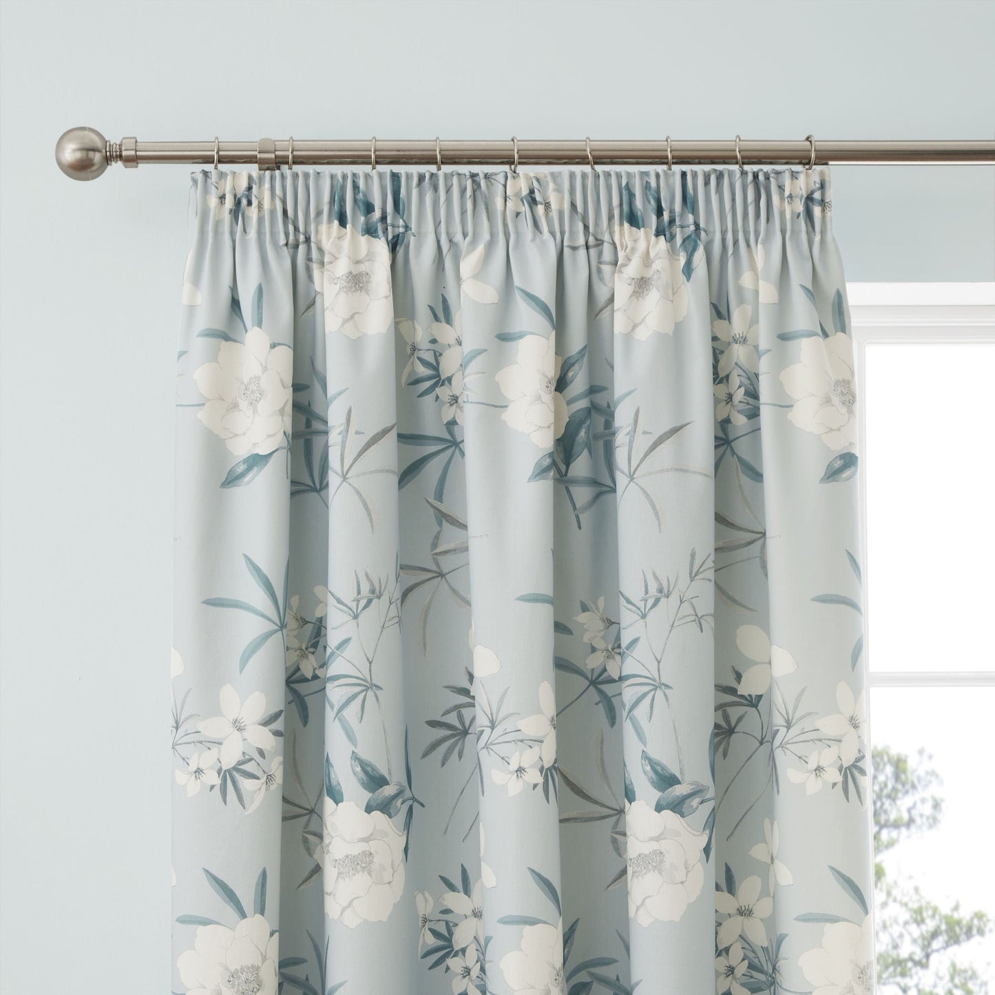 Eve Pencil Pleat Curtains in Duck Egg
