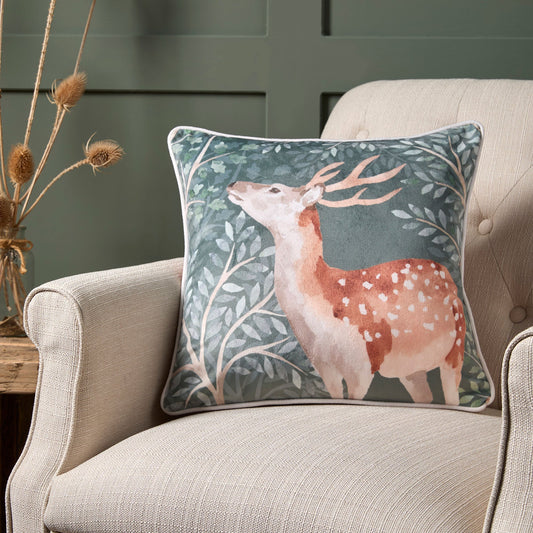 Forest Animals Cushion in Green