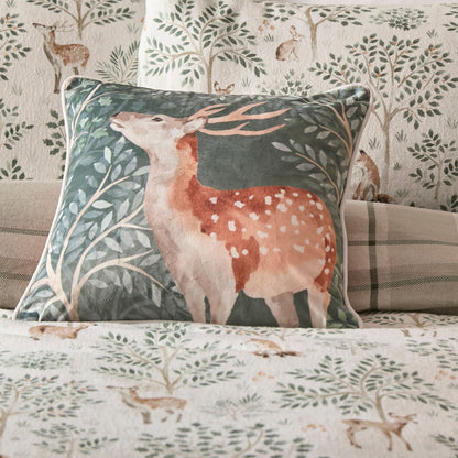 Forest Animals Cushion in Green