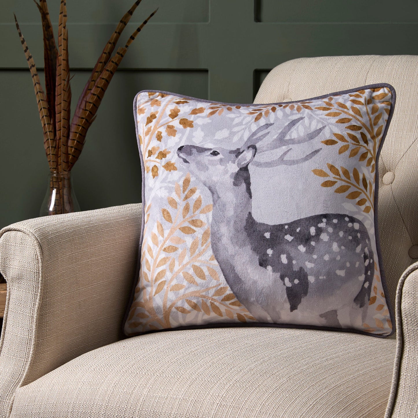 Forest Animals Cushion in Grey