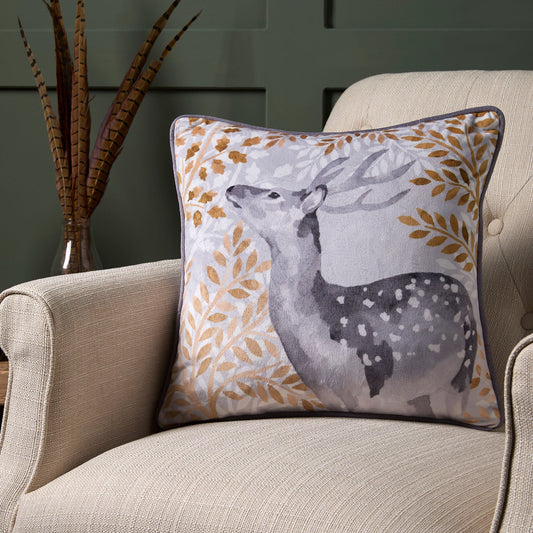 Forest Animals Cushion in Grey