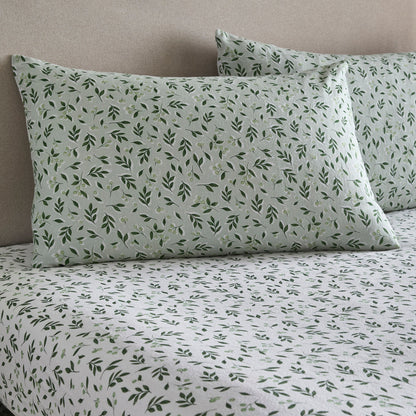 Falling Leaf 28cm Fitted Bed Sheet in White