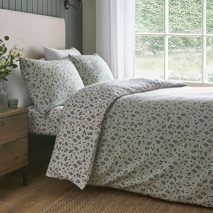 Falling Leaf 28cm Fitted Bed Sheet in White