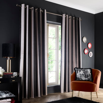 Festivo Stripe Eyelet Curtains in Black