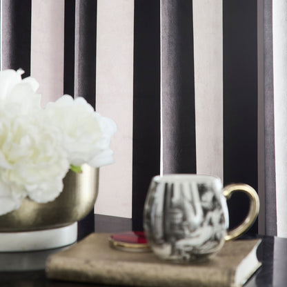 Festivo Stripe Eyelet Curtains in Black