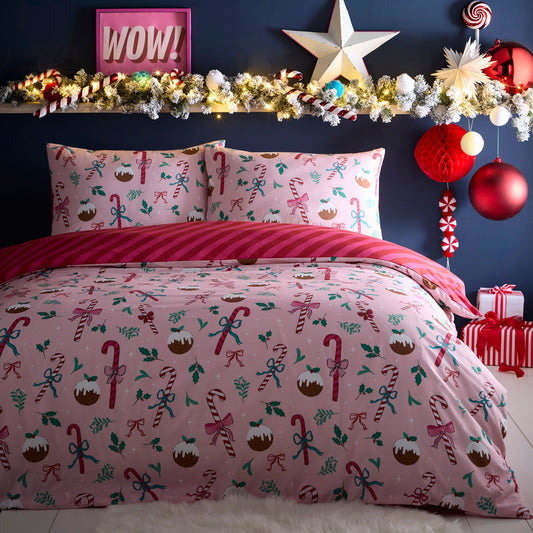Festive Fancy Duvet Cover Set in Pink