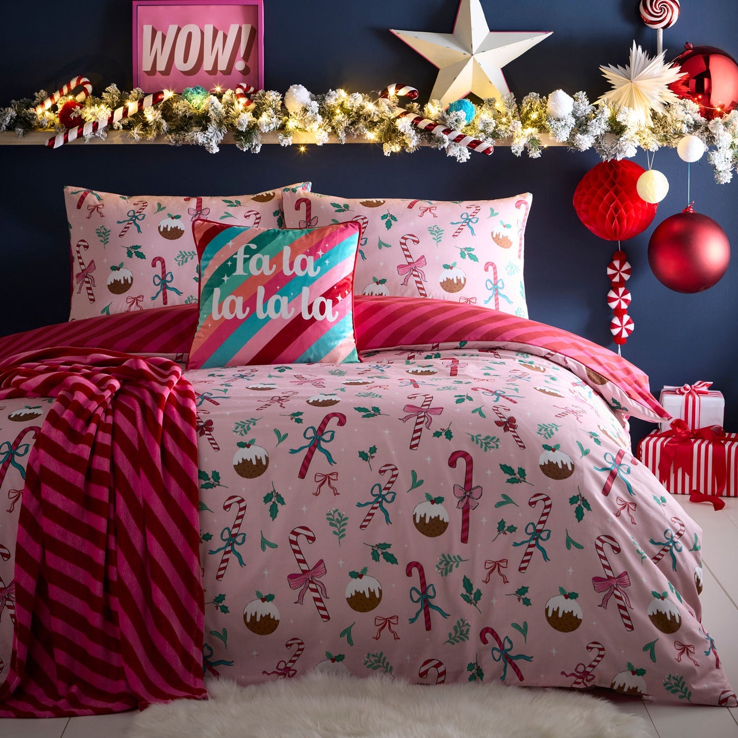 Festive Fancy Duvet Cover Set in Pink