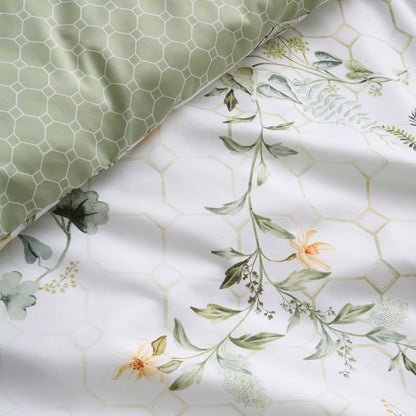 Floral Trellis Duvet Cover Set in Green