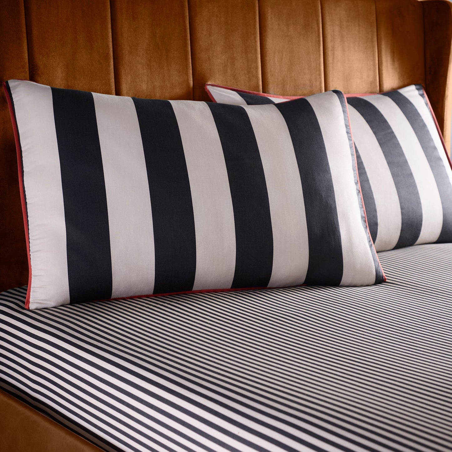 Festivo Circus Stripe 28cm Fitted Bed Sheet in Black