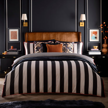 Festivo Circus Stripe 28cm Fitted Bed Sheet in Black