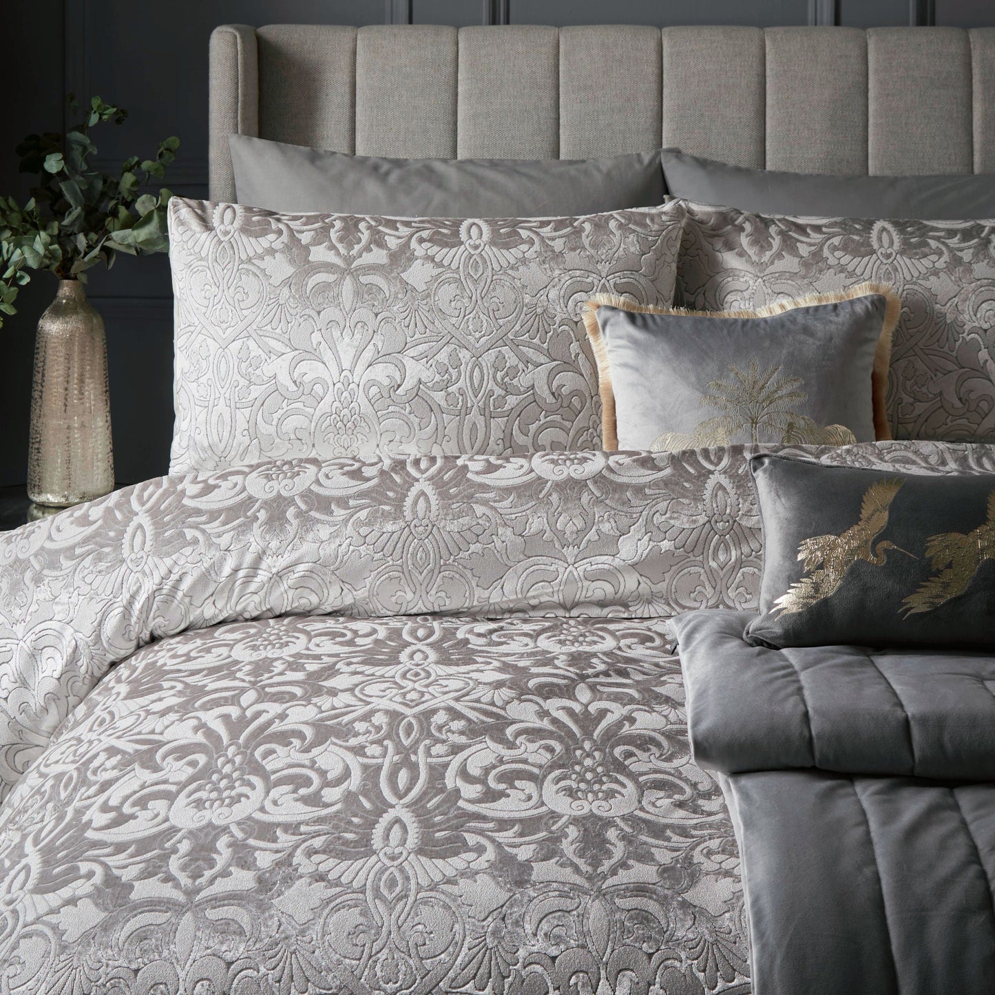 Firenza Duvet Cover Set in Silver