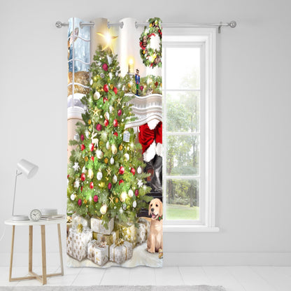Christmas Tree Eyelet Single Panel Door Curtain in Multi