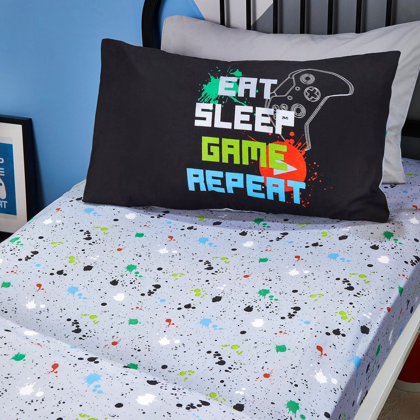 Game Deep Fitted Bed Sheet in Black