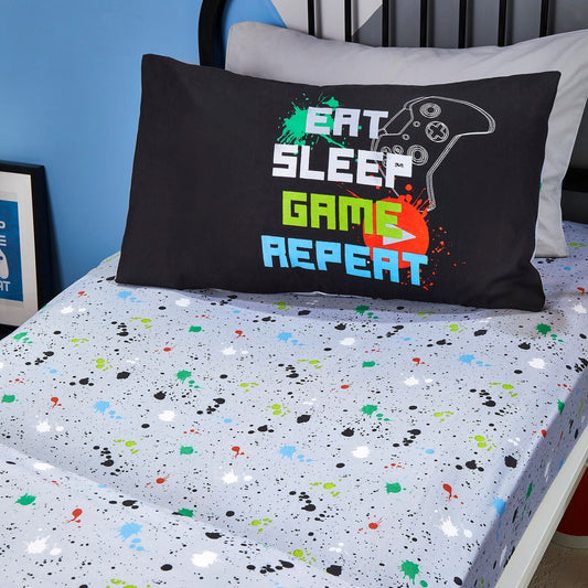 Game Deep Fitted Bed Sheet in Black