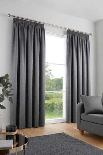 Galaxy Pencil Pleat Curtains in Charcoal