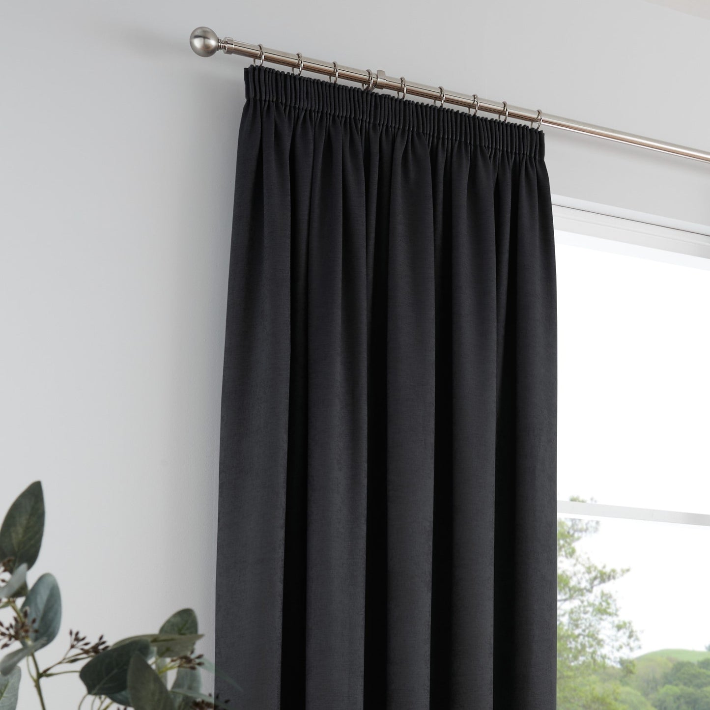 Galaxy Pencil Pleat Curtains in Black