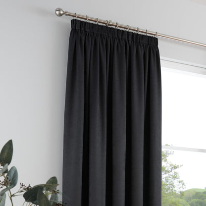 Galaxy Pencil Pleat Curtains in Black