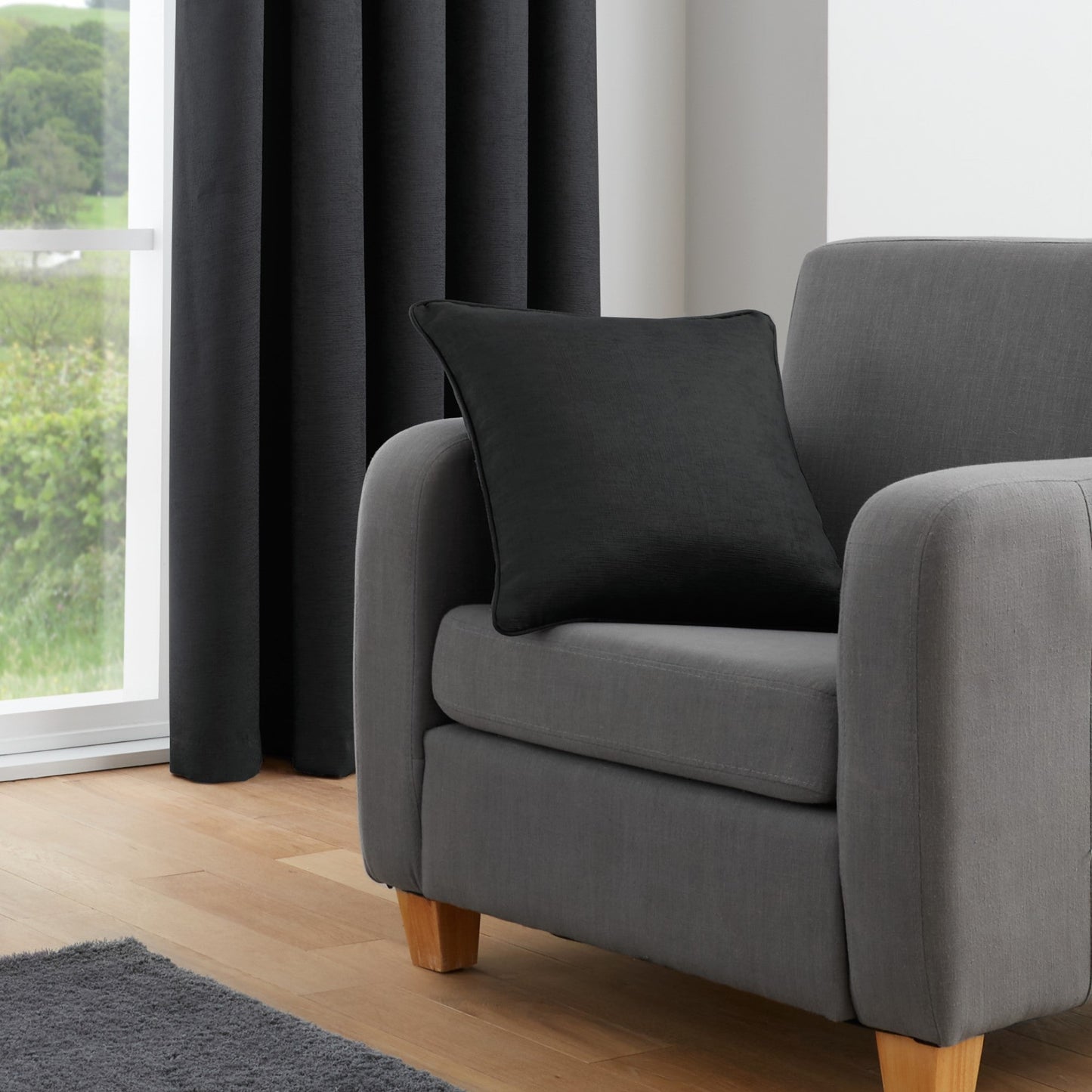 Galaxy Pencil Pleat Curtains in Black
