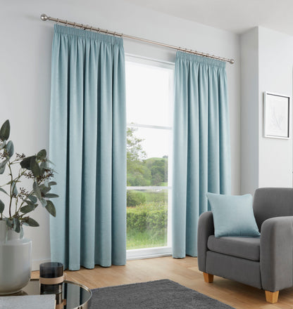 Galaxy Pencil Pleat Curtains in Duck Egg