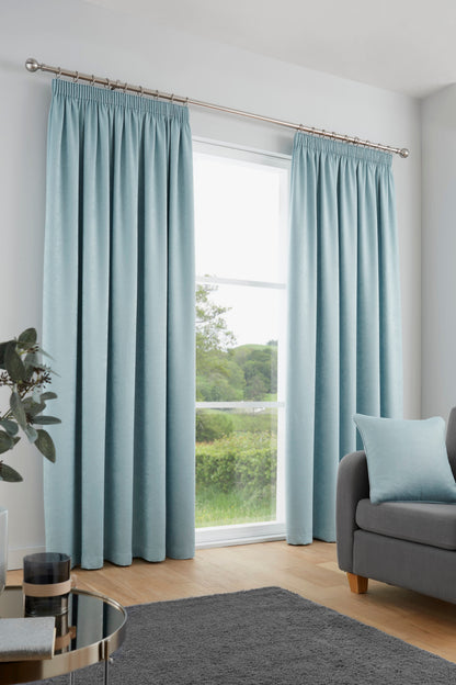 Galaxy Pencil Pleat Curtains in Duck Egg